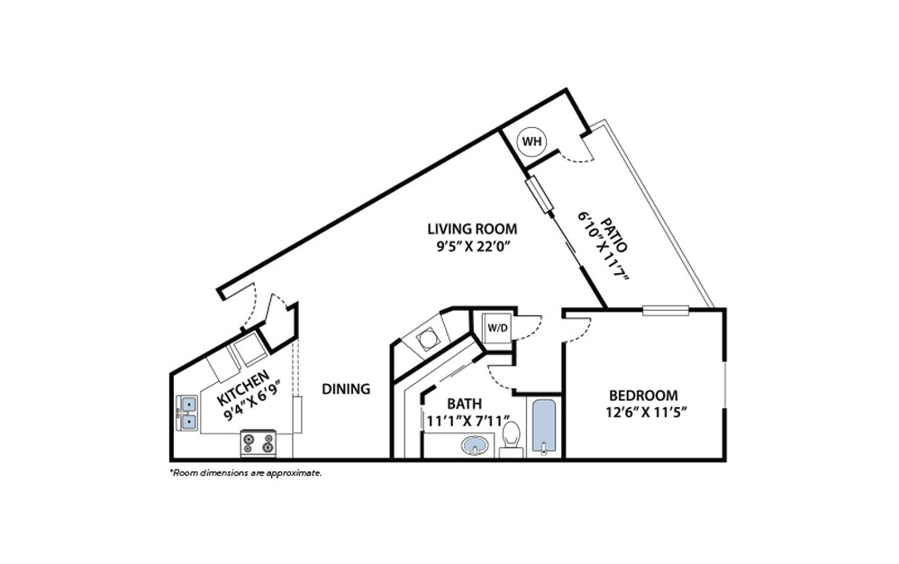 Terrain - 1 bedroom floorplan layout with 1 bath and 800 square feet. Terrain - 1 bedroom floorplan layout with 1 bath and 800 square feet.